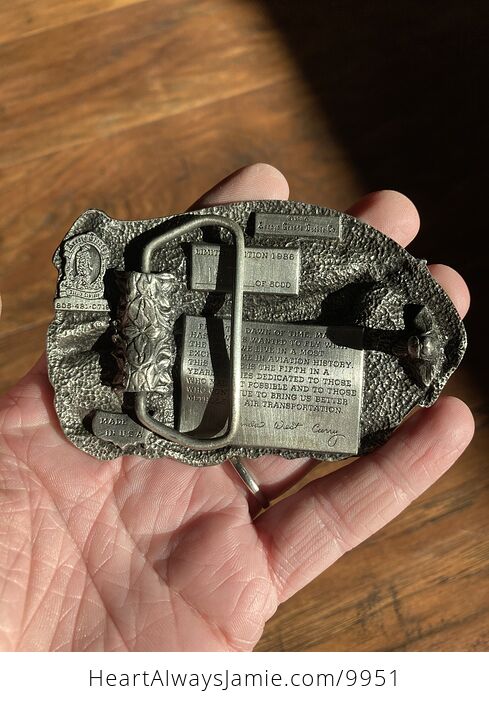 American Aviation Charles Lindbergh and the Spirit of St Louis New York to Paris 1986 Commemorative Arroyo Grande Buckle Co Belt Buckle - #XUvCyI7CBL8-5