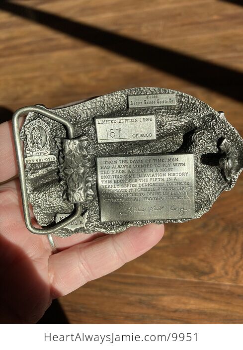 American Aviation Charles Lindbergh and the Spirit of St Louis New York to Paris 1986 Commemorative Arroyo Grande Buckle Co Belt Buckle - #XUvCyI7CBL8-3