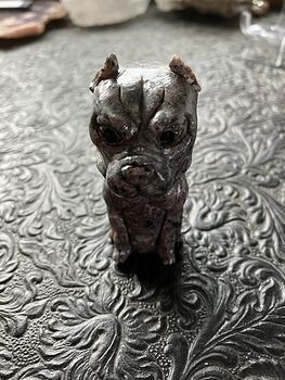 American Staffordshire Pit Bull Dog Yooperlite Sodalite Syenite Flame Stone Crystal Carving #NFPXZetKc8w