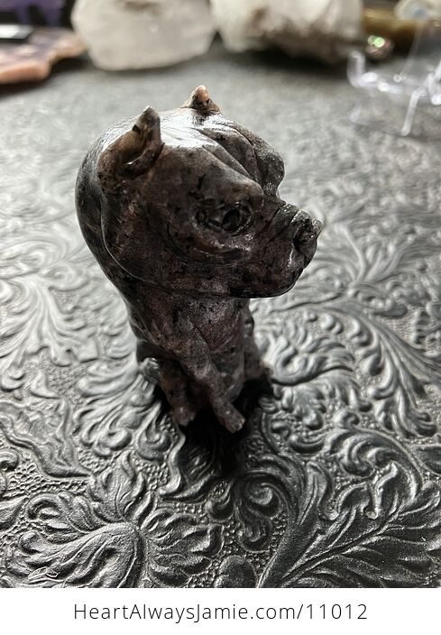 American Staffordshire Pit Bull Dog Yooperlite Sodalite Syenite Flame Stone Crystal Carving - #NFPXZetKc8w-2