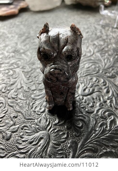 American Staffordshire Pit Bull Dog Yooperlite Sodalite Syenite Flame Stone Crystal Carving - #NFPXZetKc8w-1