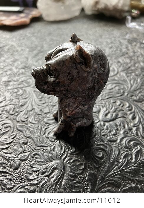 American Staffordshire Pit Bull Dog Yooperlite Sodalite Syenite Flame Stone Crystal Carving - #NFPXZetKc8w-3