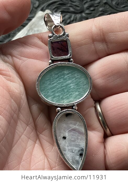 Amethyst Amazonite Rainbow Moonstone Crystal Gemstone Jewelry Pendant Discounted - #SG2UQhgS4fU-4