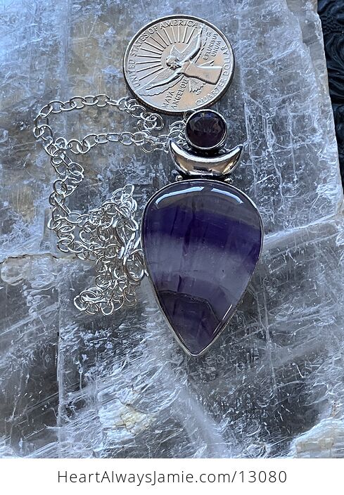 Amethyst and Banded Fluorite Witchy Mustic Lunar Crystal Stone Jewelry Pendant Necklace - #fN4b62tzwrA-8