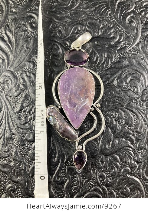 Amethyst and Biwa Pearl Crystal Stone Jewelry Pendant - #qgbyWzORQkA-6