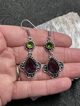 Amethyst and Peridot Heart Earrings Stone Crystal Jewelry #oAgAy8b4BMs