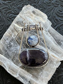 Amethyst and Rainbow Moonstone Gemstone Crystal Jewelry Pendant #nKVTE6n3ZOo
