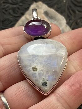 Amethyst and Rainbow Moonstone Gemstone Crystal Jewelry Pendant Discount #jUBovtvK3b8