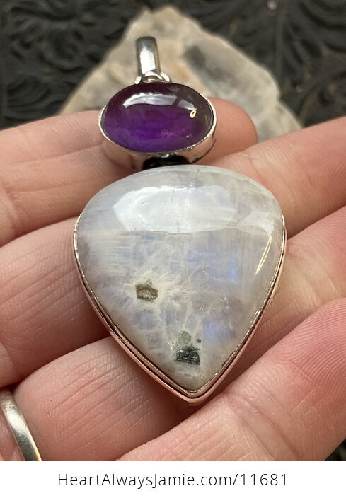 Amethyst and Rainbow Moonstone Gemstone Crystal Jewelry Pendant Discount - #jUBovtvK3b8-1