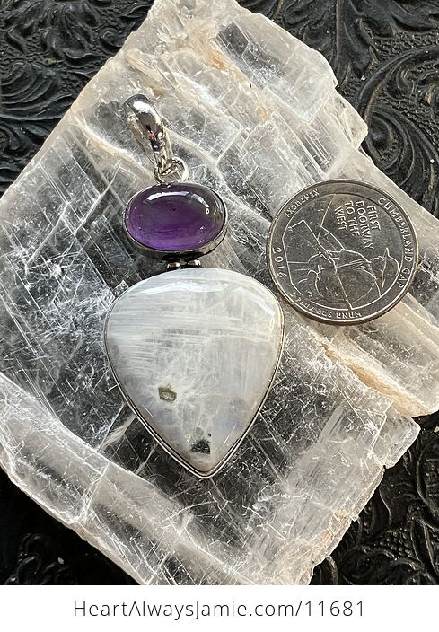 Amethyst and Rainbow Moonstone Gemstone Crystal Jewelry Pendant Discount - #jUBovtvK3b8-5