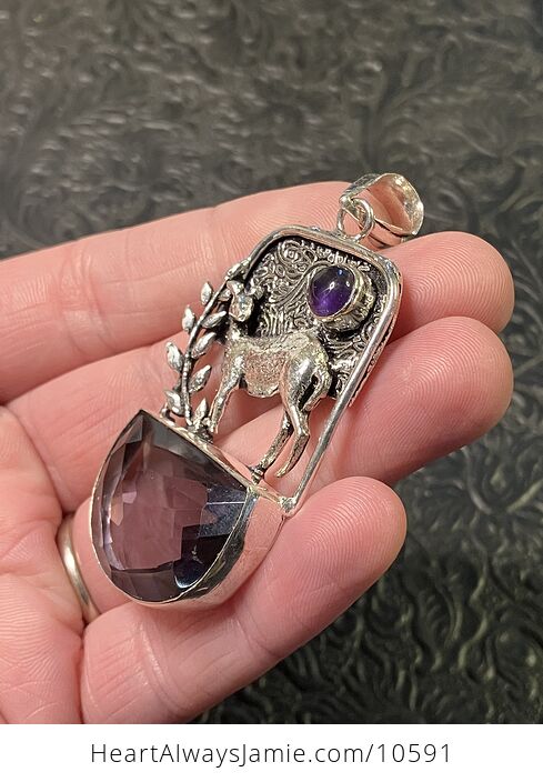 Amethyst Deer Crystal Stone Jewelry Pendant - #fSRTcfzopio-3