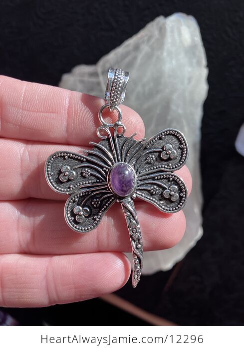 Amethyst Dragonfly Handcrafted Stone Jewelry Crystal Pendant - #Yv4F6mEFhis-1