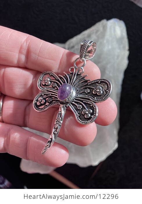 Amethyst Dragonfly Handcrafted Stone Jewelry Crystal Pendant - #Yv4F6mEFhis-3