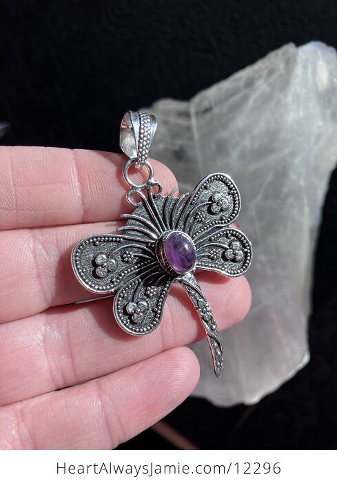 Amethyst Dragonfly Handcrafted Stone Jewelry Crystal Pendant - #Yv4F6mEFhis-2