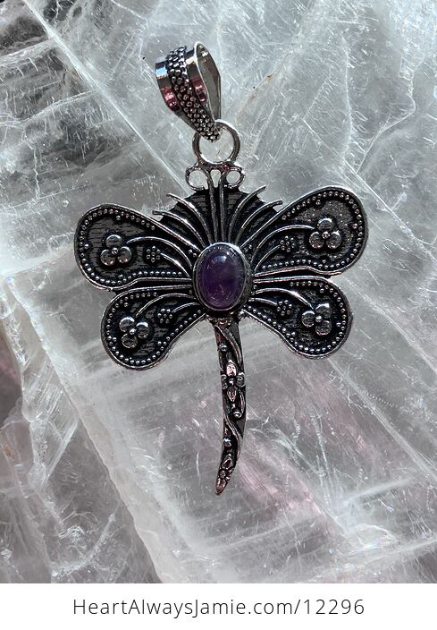 Amethyst Dragonfly Handcrafted Stone Jewelry Crystal Pendant - #Yv4F6mEFhis-5