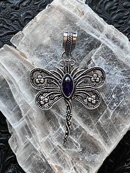 Amethyst Dragonfly Stone Jewelry Crystal Pendant #6y91G3CX2dI