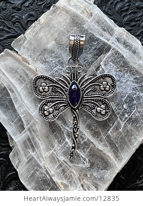 Amethyst Dragonfly Stone Jewelry Crystal Pendant - #6y91G3CX2dI-1