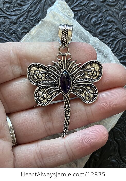 Amethyst Dragonfly Stone Jewelry Crystal Pendant - #6y91G3CX2dI-2