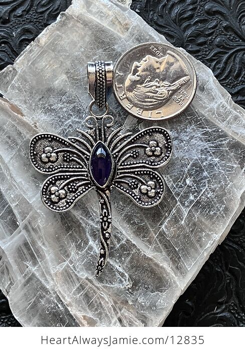 Amethyst Dragonfly Stone Jewelry Crystal Pendant - #6y91G3CX2dI-6