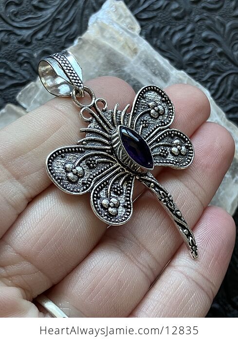 Amethyst Dragonfly Stone Jewelry Crystal Pendant - #6y91G3CX2dI-3