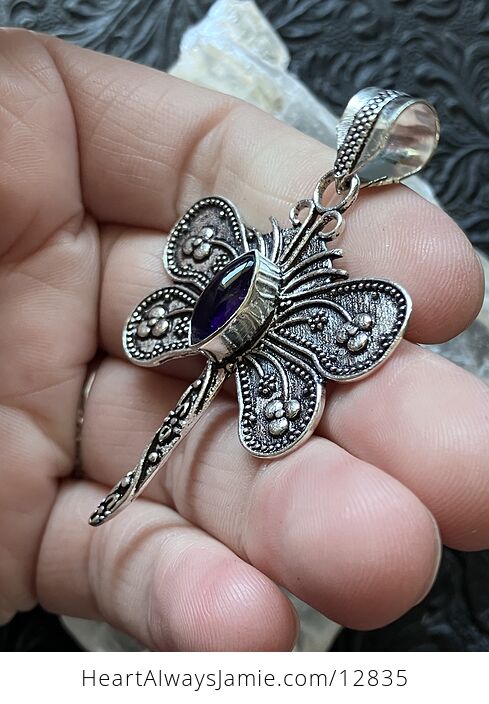 Amethyst Dragonfly Stone Jewelry Crystal Pendant - #6y91G3CX2dI-4