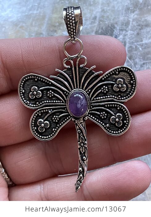 Amethyst Dragonfly Stone Jewelry Crystal Pendant - #Gv5fsjBU5KE-1