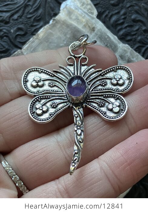 Amethyst Dragonfly Stone Jewelry Crystal Pendant - #KPUFo2wGJ3M-3