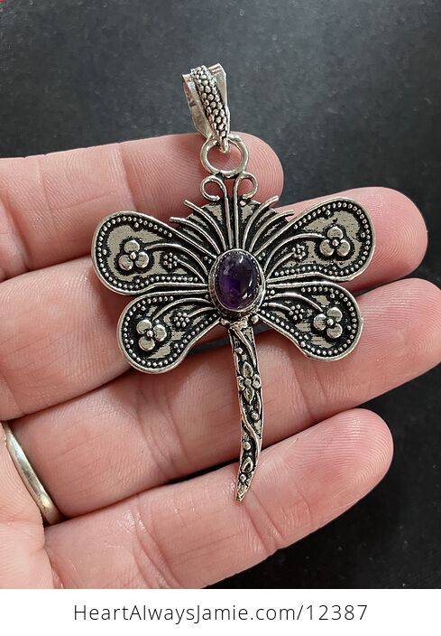 Amethyst Dragonfly Stone Jewelry Crystal Pendant - #pWfaIdn8X7k-2