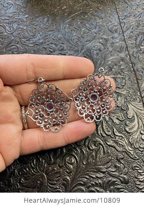 Amethyst Filigree Stone Earrings Crystal Jewelry - #qeIxwldJ1o0-5