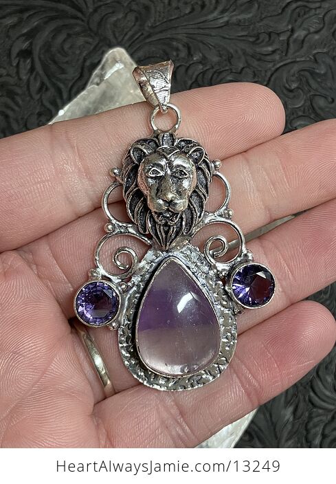 Amethyst Lion Pendant Stone Crystal Jewelry - #gXHtShVzG6c-1