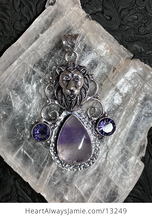 Amethyst Lion Pendant Stone Crystal Jewelry - #gXHtShVzG6c-6