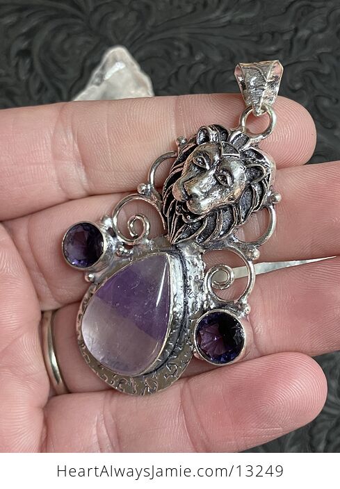 Amethyst Lion Pendant Stone Crystal Jewelry - #gXHtShVzG6c-3