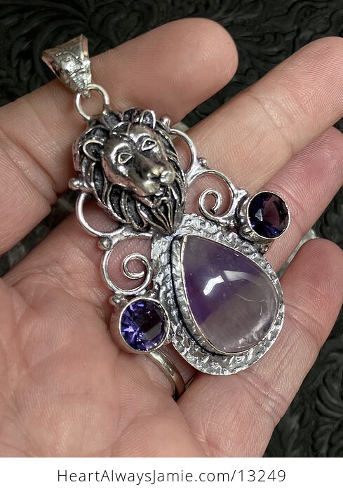 Amethyst Lion Pendant Stone Crystal Jewelry - #gXHtShVzG6c-2