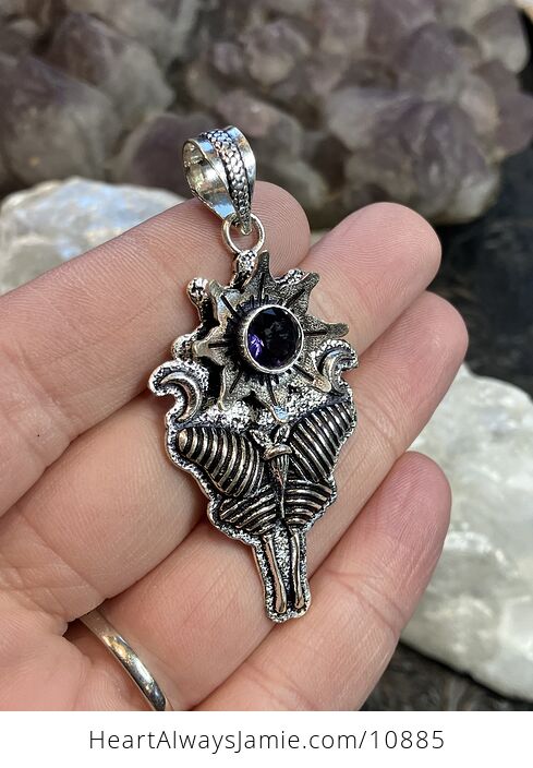 Amethyst Luna Moth Sun Crescent Moon Lunar Mystic Handcrafted Stone Jewelry Crystal Pendant - #35Trx5UwrXU-2