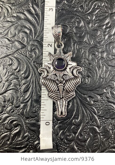 Amethyst Moon and Lunar Moth Crystal Stone Jewelry Pendant - #rHZgvZHDRxQ-1