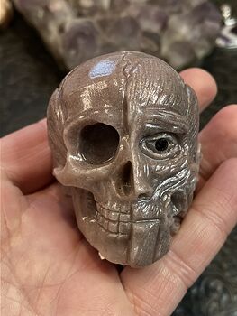 Anatomical Human Skull and Muscle Face Crystal Carving #BcD4XclaAwI