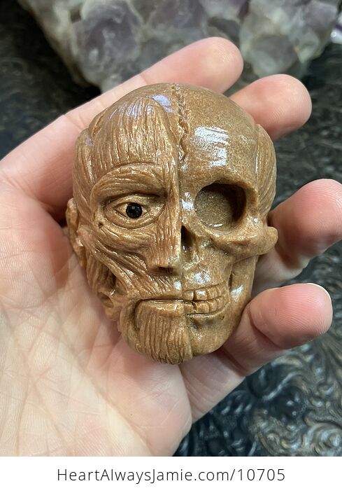 Anatomical Human Skull and Muscle Face Crystal Carving - #0X66MmjAT3s-1