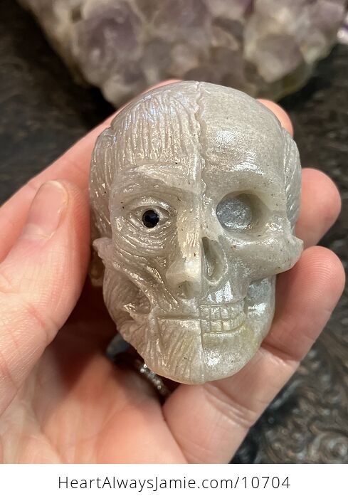 Anatomical Human Skull and Muscle Face Crystal Carving - #6UE0inyt6Ik-1