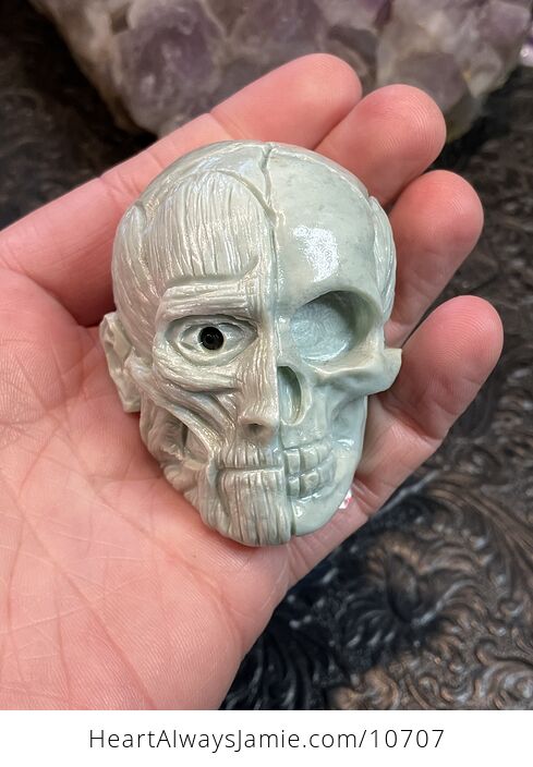 Anatomical Human Skull and Muscle Face Crystal Carving - #axkie1VYayg-1
