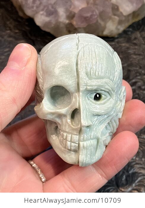 Anatomical Human Skull and Muscle Face Crystal Carving - #r866LKnAiHA-1