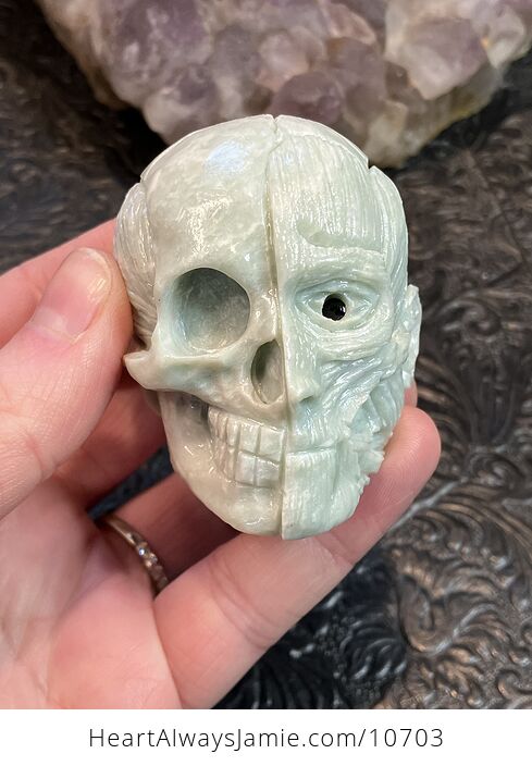 Anatomical Human Skull and Muscle Face Jade Crystal Carving - #YDouusZuYTY-1