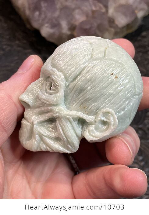 Anatomical Human Skull and Muscle Face Jade Crystal Carving - #YDouusZuYTY-2
