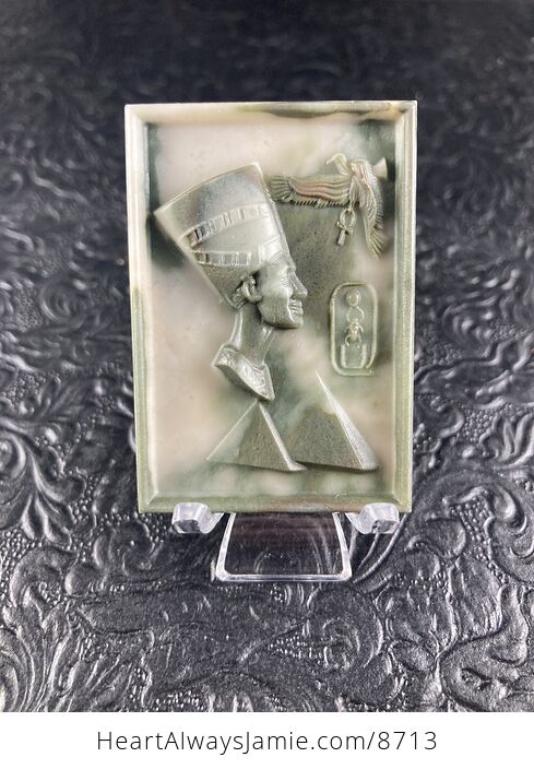 Ancient Egyptian Queen Neferneferuaten Nefertiti Pyramids and Bird Mini Art Stone Jasper Ornament Pendant - #X2jJruQPuz8-1