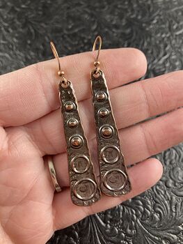 Ancient Greek Styled Antiqued Copper Bar Drop Earrings #PaNeX6L16Qo