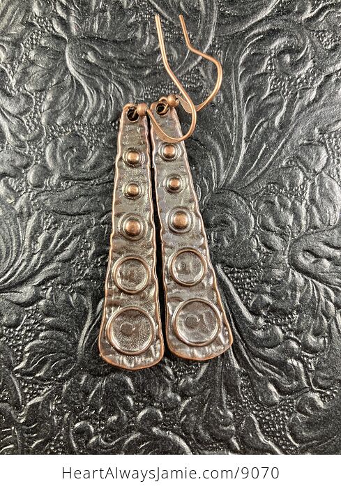 Ancient Greek Styled Antiqued Copper Bar Drop Earrings - #PaNeX6L16Qo-3