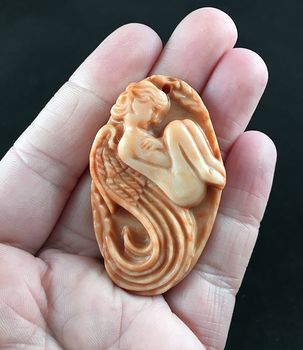 Angel Carved Red Malachite Stone Pendant Jewelry #0E0a9NehuLg