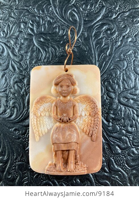 Angel Girl Red Malachite Pendant Stone Jewelry Mini Art Ornament - #aAtkJqkkUAg-3