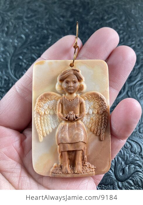 Angel Girl Red Malachite Pendant Stone Jewelry Mini Art Ornament - #aAtkJqkkUAg-1