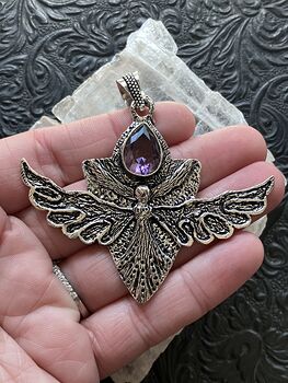 Angel or Fairy with Faceted Amethyst Gem Stone Crystal Jewelry Pendant #FAn46mwry2o