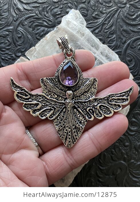 Angel or Fairy with Faceted Amethyst Gem Stone Crystal Jewelry Pendant - #FAn46mwry2o-1